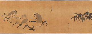 Famous Themes for Painting Study Known as “The Garden of Painting” (Gaen), Kano Tan'yū (Japanese, 1602–1674), Handscroll; ink on paper, Japan