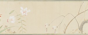 Flowers of the Four Seasons, After Sakai Hōitsu (Japanese, 1761–1828), Handscroll; ink and color on paper, Japan