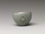 Cup, Stoneware with inlaid decoration of chrysanthemums under celadon glaze, Korea