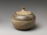 Oil Bottle, Clay with lines etched through; covered with a transparent glaze (Kiyomizu ware), Japan