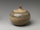 Oil Bottle, Clay with lines etched through; covered with a transparent glaze (Kiyomizu ware), Japan