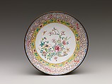 Dish with Flowers and Butterfly, Painted enamel on copper, China