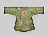 Jacket for a Theatrical Costume, Silk embroidery on silk satin damask; bands: silk and metallic-thread embroidery on silk satin, China