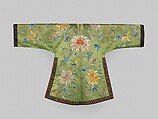 Jacket for a Theatrical Costume, Silk embroidery on silk satin damask; bands: silk and metallic-thread embroidery on silk satin, China