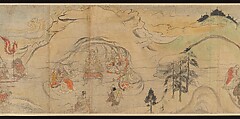 Illustrated Legends of the Kitano Tenjin Shrine (Kitano Tenjin engi emaki), Set of five handscrolls; ink, color, and cut gold leaf (kirikane) on paper, Japan