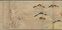 Illustrated Legends of the Kitano Tenjin Shrine (Kitano Tenjin engi emaki), Set of five handscrolls; ink, color, and cut gold leaf (kirikane) on paper, Japan