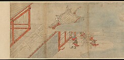 Illustrated Legends of the Kitano Tenjin Shrine (Kitano Tenjin engi emaki), Set of five handscrolls; ink, color, and cut gold leaf (kirikane) on paper, Japan
