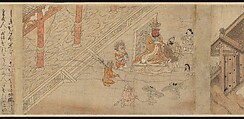 Illustrated Legends of the Kitano Tenjin Shrine (Kitano Tenjin engi emaki), Set of five handscrolls; ink, color, and cut gold leaf (kirikane) on paper, Japan