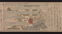 A Long Tale for an Autumn Night (Aki no yo nagamonogatari), Unidentified artist Japanese, One handscroll from a set of three; ink, color, and gold on paper, Japan