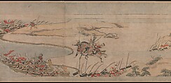 A Long Tale for an Autumn Night (Aki no yo nagamonogatari), Unidentified artist Japanese, Handscroll 2 from a set of 3; ink, color, and gold on paper, Japan