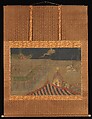 Scene from the Life of the Buddha, Section of a wall panel mounted as a hanging scroll; ink, color, and gold on silk, Japan