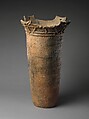 Deep Vessel, Earthenware with cord-marked decoration and sculptural rim, Japan