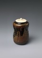 Tea caddy, Stoneware with incision and iron brown glaze (Takatori ware), Japan