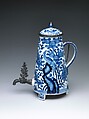 Coffee Pot, White porcelain (Arita ware), decorated with blue under the glaze and mounted with silver, Japan