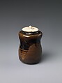 Tea caddy, Stoneware with incision and iron brown glaze (Takatori ware), Japan