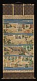 The Illustrated Life of Shinran (Shinran shōnin eden), Unidentified artist, Set of four hanging scrolls; ink, color, and gold on silk, Japan