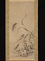 Millet and Sparrows, Geiai (active mid-16th century), Hanging scroll; ink on paper, Japan
