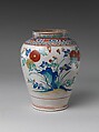 Jar with Chrysanthemums and Rocks, Porcelain painted with colored enamels over transparent glaze (Hizen ware; Kakiemon type), Japan