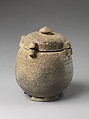 Covered urn with geometric decoration, Stoneware with stamped decoration, Korea