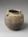 Covered urn with geometric decoration, Stoneware with stamped decoration, Korea