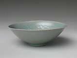 Bowl with two boys and lotuses, Stoneware with mold-impressed decoration under celadon glaze, Korea