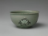 Basin decorated with peonies, Stoneware with inlaid design under celadon glaze, Korea