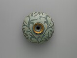 Oil bottle decorated with peony leaves, Stoneware with reverse-inlaid design under celadon glaze, Korea