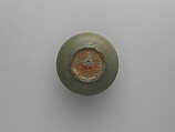 Oil Bottle, Stoneware with iron-brown and white-slip-painted decoration of dots under celadon glaze, Korea