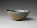 Bowl with Foliate Rim, Stoneware with inlaid design of chrysanthemums and butterflies under celadon glaze, Korea
