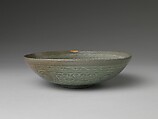 Bowl decorated with phoenixes and clouds, Stoneware with inlaid design under celadon glaze, Korea
