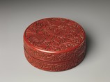 Box with peonies, Carved red lacquer, China