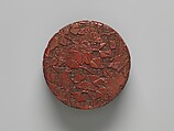 Box with long-tailed birds and peonies, Carved red lacquer, China