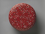 Box with pommel scroll design, Carved red and black lacquer, China