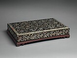 Stationery box decorated with peony scrolls, Lacquer inlaid with mother-of-pearl, Korea