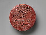 Box with scene of a zither (qin) gathering, Carved red lacquer, China