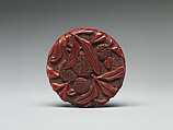 Box with lychees, Carved red and black lacquer, China