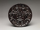 Dish with pommel scrolls, Carved black, red, and yellow lacquer (tixi), China