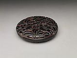 Box with camellias, Carved black and red lacquer, China