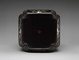 Tiered Box with Figural Scenes, Flowers, and Birds, Black lacquer with mother-of-pearl inlay, China