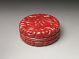 Box with Pommel Scroll Design, Carved red and black lacquer, China