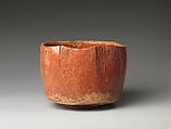 Red Raku Tea Bowl (copy of the Kaga Kōetsu Tea Bowl), Style of Hon'ami Kōetsu (Japanese, 1558–1637), Earthenware with red slip under clear lead glaze (Raku ware), Japan
