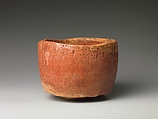 Red Raku Tea Bowl (copy of the Kaga Kōetsu Tea Bowl), Style of Hon&#39;ami Kōetsu (Japanese, 1558–1637), Earthenware with red slip under clear lead glaze (Raku ware), Japan