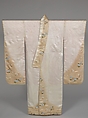Long-Sleeved Kimono (Furisode) with Hydrangeas and Cherry Blossoms, Resist-dyed and painted silk satin, Japan