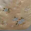 Long-Sleeved Kimono (Furisode) with Hydrangeas and Cherry Blossoms, Resist-dyed and painted silk satin, Japan