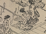 Book I, frontispiece separate left page, women viewing pattern book Order Book of Kosode Patterns (Chūmon no hiinagata/Hiinagata chūmon chō), Imura Katsukichi (Japanese, active early 18th century), Woodblock-printed book; ink on paper, Japan