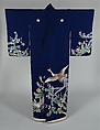 Outer Robe (Uchikake) with Phoenixes and Paulownia, Resist-dyed and painted plain-weave silk embroidered with gold thread, Japan