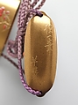 Inrō with Design of Blossoming Plum Tree, Hara Yōyūsai (Japanese, 1772–1845), Sprinkled gold lacquer with gold, silver, and red makie, takamakie, and coral inlay
Ojime: bead; tortoiseshell  
Netsuke: box with decoration of violets; gold makie lacquer with gold and silver makie, Japan