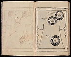 Kosode Pattern Book (On-Hiinagata), vol. 2, One of a set of two woodblock-printed books; ink and color on paper, Japan