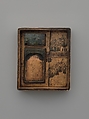 Writer's Box, In the style of Ogata Kenzan (Japanese, 1663–1743), Clay with crackled glaze, decorated on outside and inside (Kyoto ware, Kenzan style), Japan
