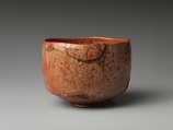 Teabowl, Clay, closely pitted, covered with rich glazes (Raku ware, style of Koetsu), Japan